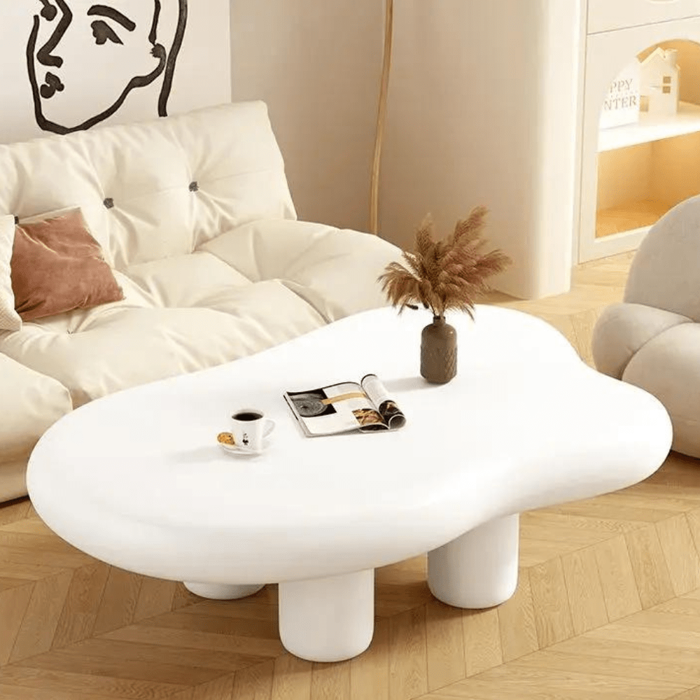 Table basse bois nuage organique