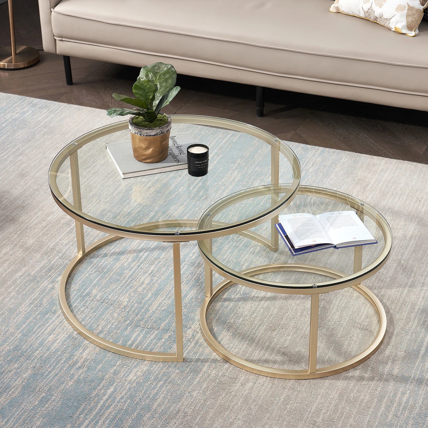 Table basse gigogne en verre