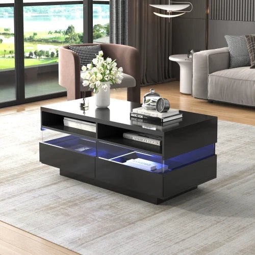 Table basse moderne a compartiment