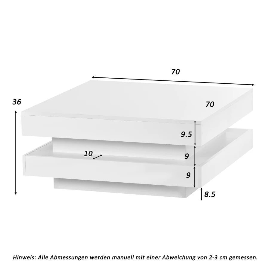 Table basse carrée blanche LED