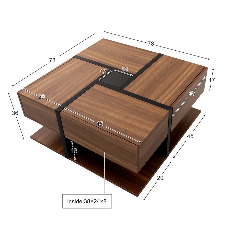 Table basse en bois à 4 tiroirs