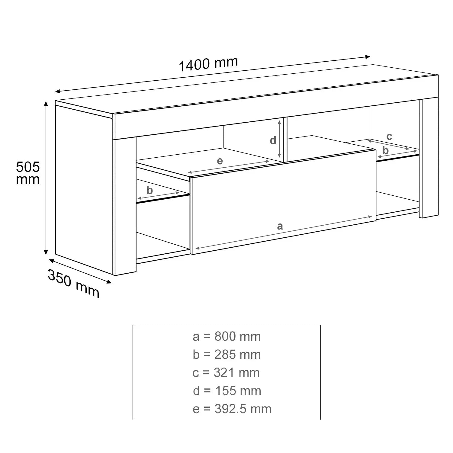 Meuble TV LED Noir à Compartiments