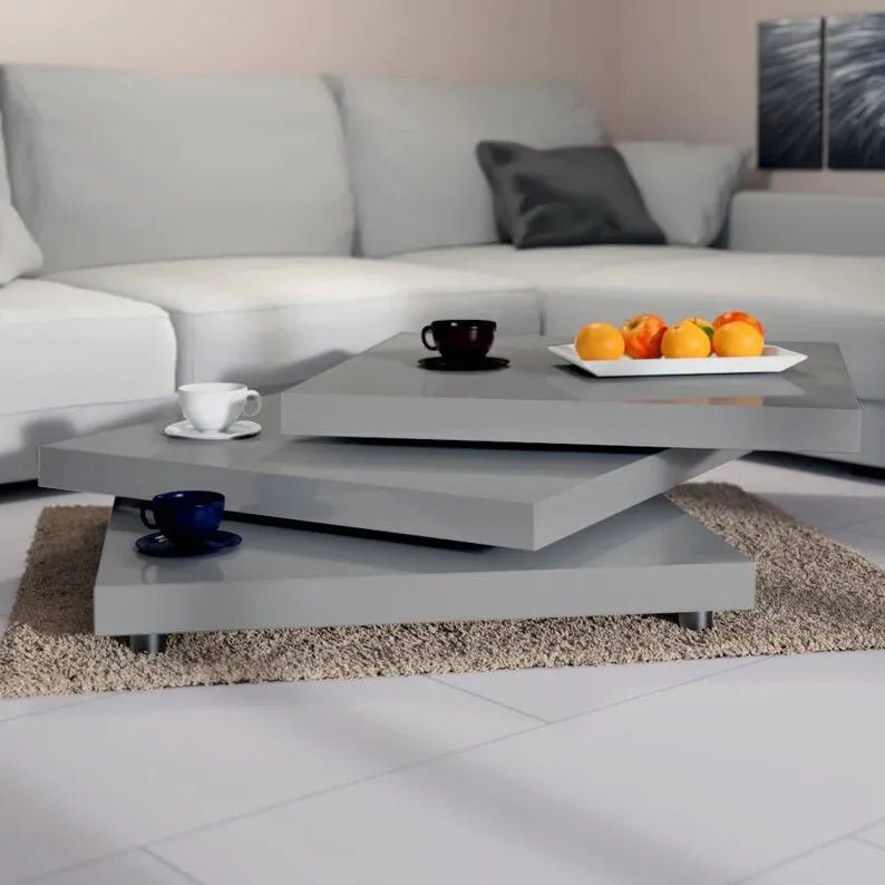 Table basse avec plateaux rotatifs